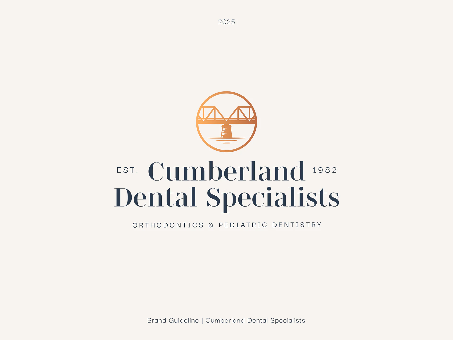 The Cumberland Dental Specialists logo: a copper bridge seal over the name, “Est. 1982”, “Orthodontics & Pediatric Dentistry”.
