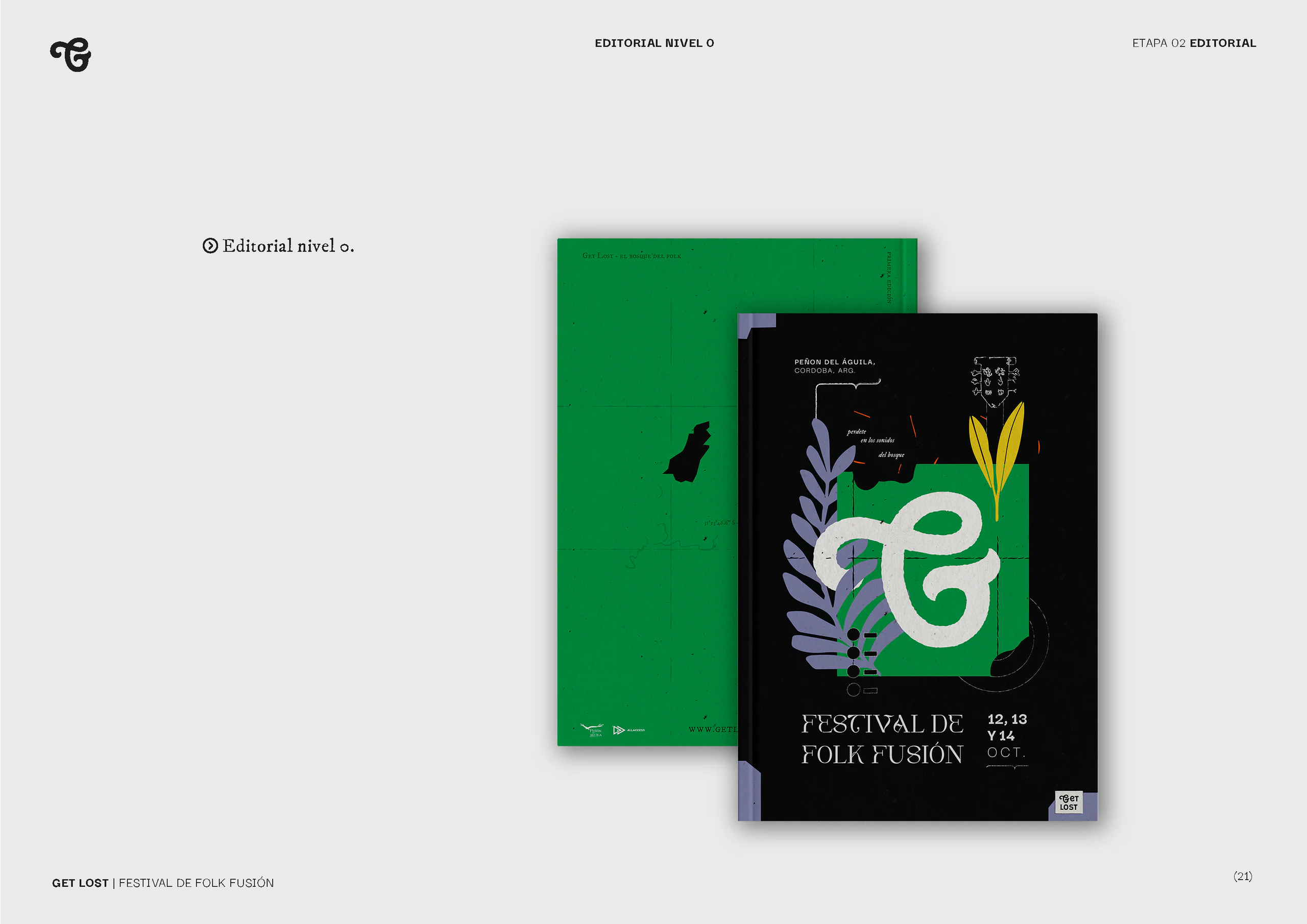 The festival publication: a green cover and a black cover with the G.