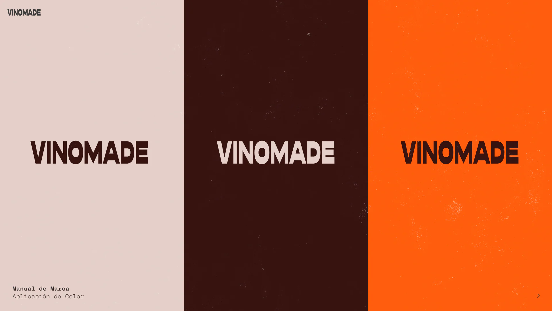 The Vinomade wordmark on pale pink, deep burgundy and orange.